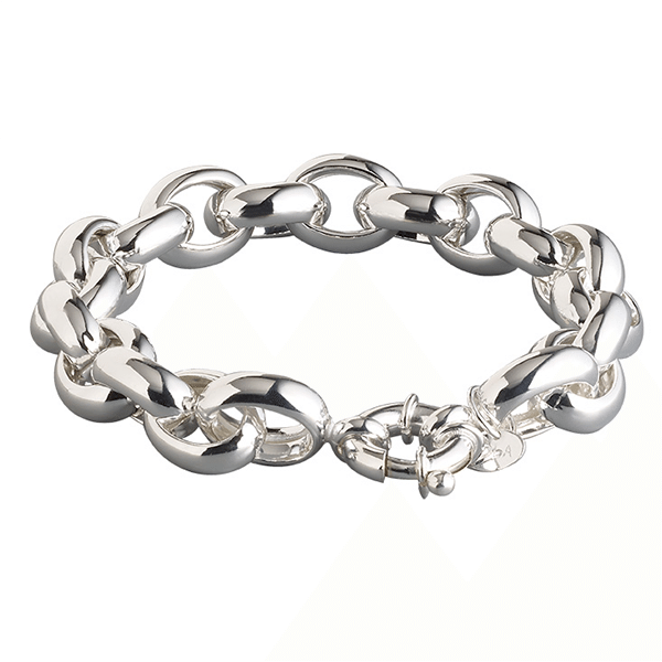 Monogram Sterling Silver Bracelet with Rollo Chain